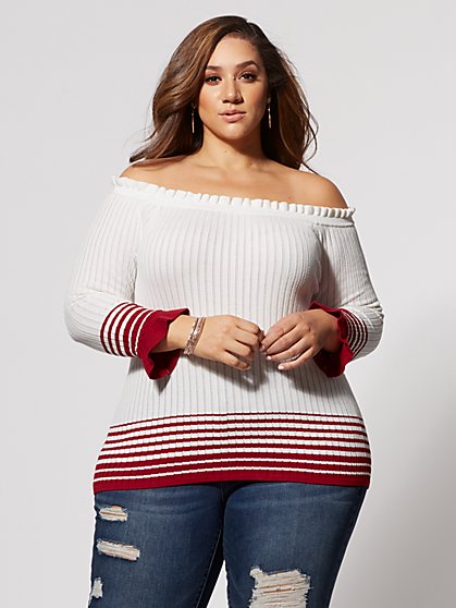 Plus Size Misty Off-Shoulder Sweater - Fashion To Figure