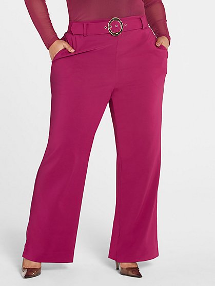 Plus Size Nadine Belted Wide Leg Pants - Fashion To Figure