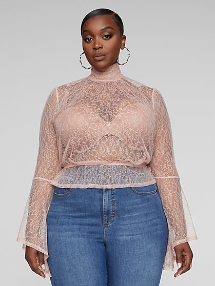 Plus Size Nicola Bell Sleeve Lace Top - Fashion To Figure
