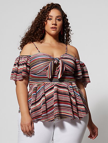 Plus Size Nikita Stripe Peplum Top - Fashion To Figure