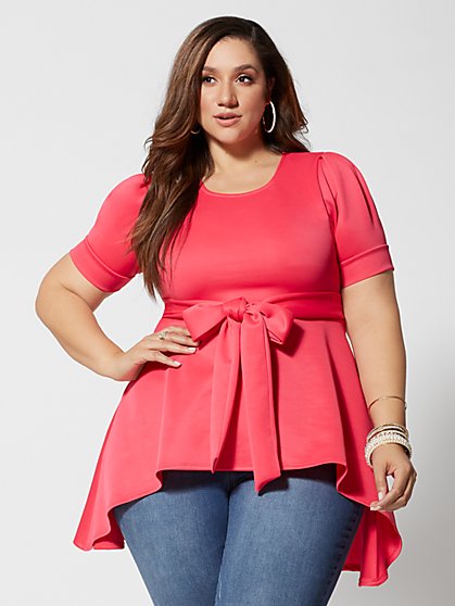Plus Size Noelle High-Low Scuba Top - Fashion To Figure