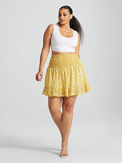 Plus Size Noemi Printed Ruffle Mini Skirt - Gabrielle Union x FTF - Fashion To Figure