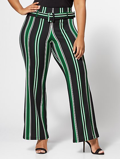 Plus Size Olivia Stripe Wide Leg Pants - Fashion To Figure