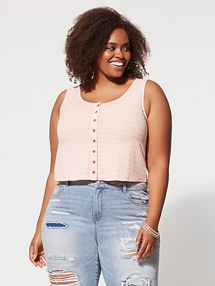 Plus Size Ophelia Button-Up Tank Top - Fashion To Figure