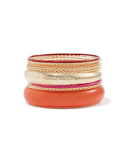 Plus Size Orange & Gold-Tone Bangle Set - Fashion To Figure