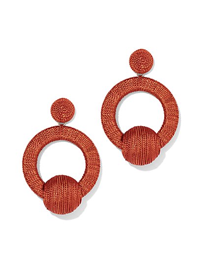 Plus Size Orange Wrapped Hoop Drop Earring - Fashion To Figure