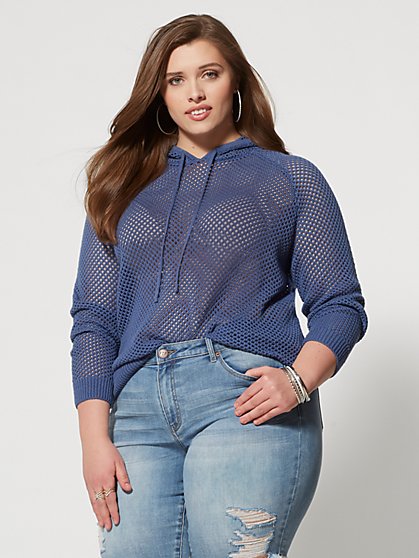 Plus Size Pamela Open Stitch Hoodie - Fashion To Figure