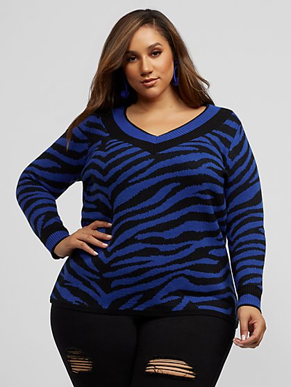 Plus Size Pamela Zebra Print Sweater - Fashion To Figure