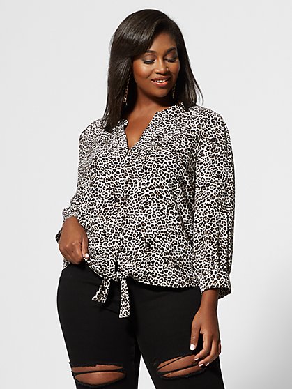 Plus Size Penelope Animal Print Button-Up Top - Fashion To Figure