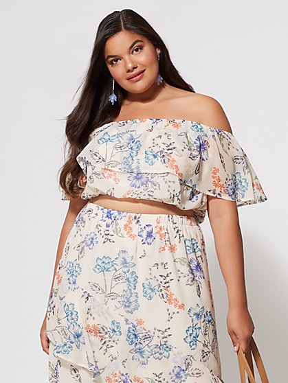Plus Size Penelope Floral Crop Top - Fashion To Figure