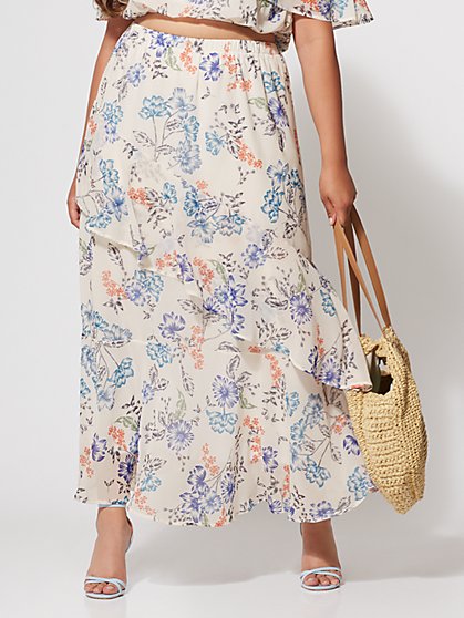 Plus Size Penelope Floral Maxi Skirt - Fashion To Figure