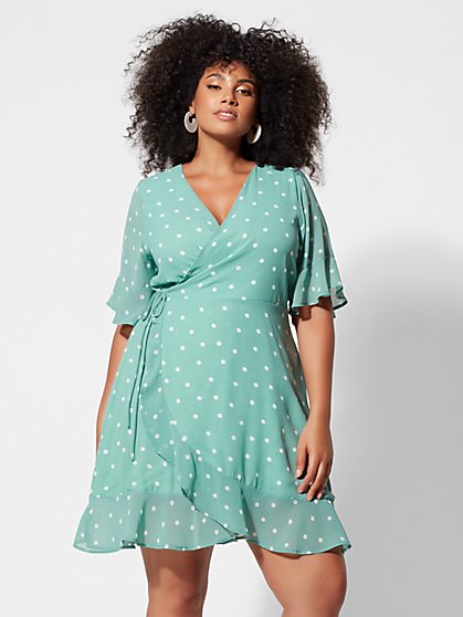 Plus Size Penelope Polka-Dot Wrap Dress - Fashion To Figure