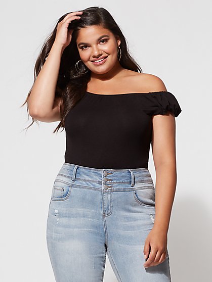 Plus Size Penny Puff-Sleeve Top - Fashion To Figure