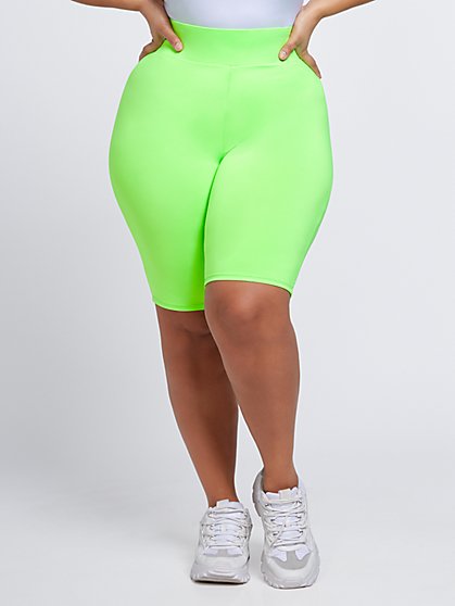 lime green biker shorts plus size