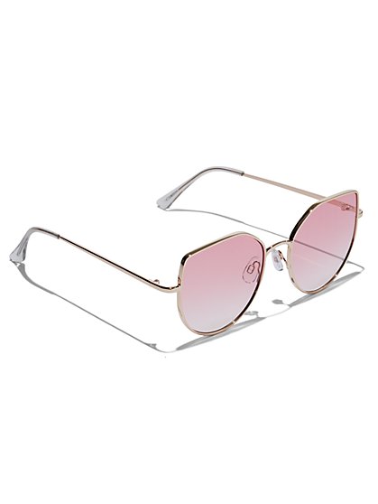 Plus Size Pink Lens Wire Frame Sunglasses - Fashion To Figure