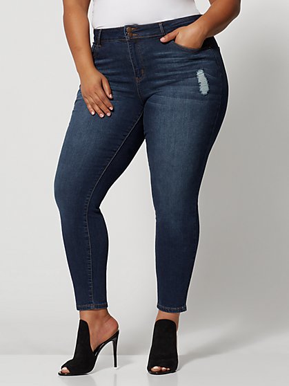 Plus Size Premium Mid-Rise Skinny Jeans - Dark Wash - Fashion To Figure