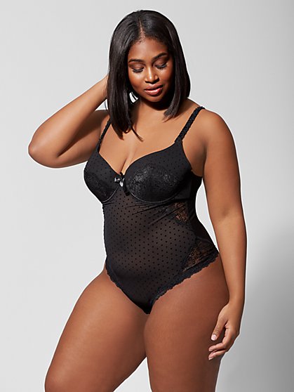 Plus Size Presley Polka Dot Lace Bodysuit - Fashion To Figure