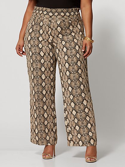 Plus Size Rachelle Snake Print Wide Leg Pants - Fashion To Figure