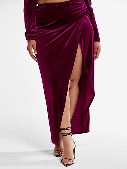 plus size velvet maxi skirt