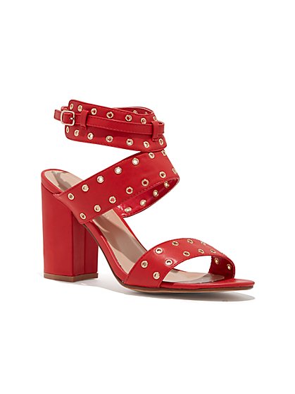 Plus Size Red Grommet Heels - Wide Width - Fashion To Figure