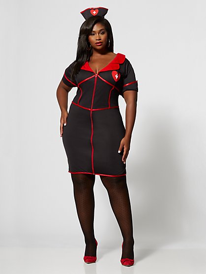 Plus Size Red and Black Nurse Costume - Fashion To Figure