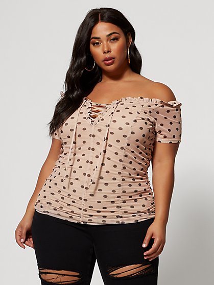 Plus Size Reina Lace-Up Ruched Top - Fashion To Figure