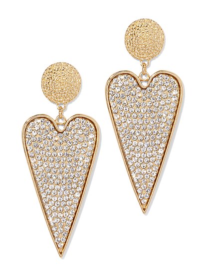 Plus Size Rhinestone Dangle Heart Earring - Fashion To Figure