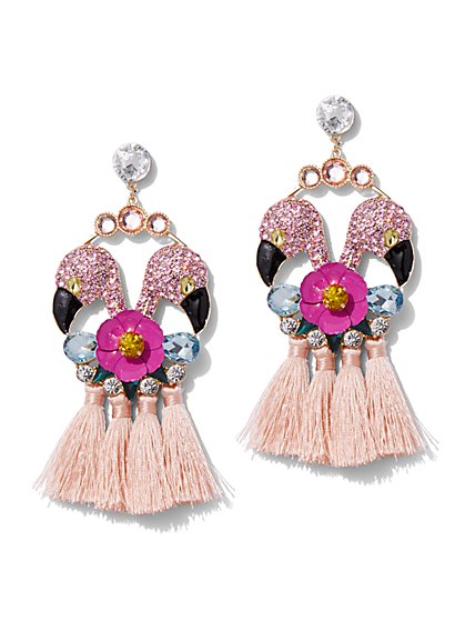 Plus Size Rhinestone Flamingo Earring - Fashion To Figure