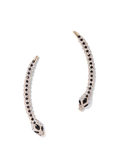 Plus Size Rhinestone Snake Statement Earrings - Fashion To Figure