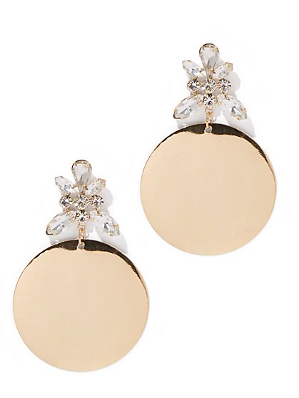 Plus Size Rhinestone and Circle Drop Earring - Fashion To Figure