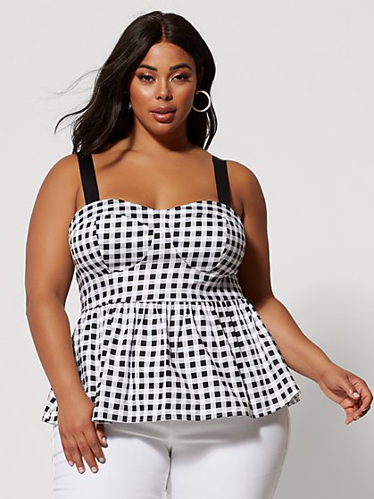 Plus Size Rhona Gingham Peplum Top - Fashion To Figure