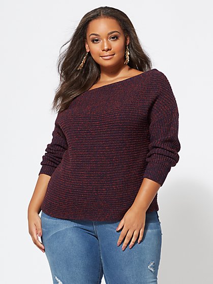Plus Size River Off-Shoulder Sweater - Fashion To Figure