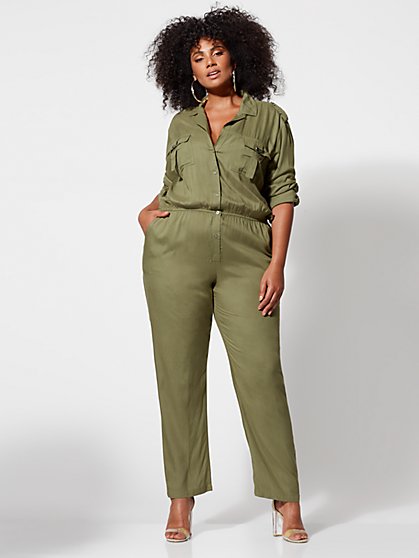 Plus Size Robyn Military Jumpsuit - Fashion To Figure