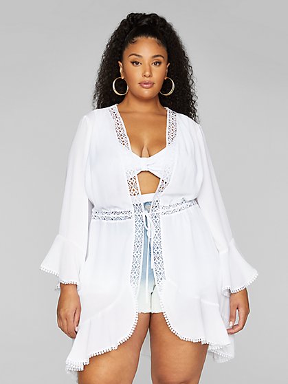 Plus Size Rochelle Tie Front Cover-Up - Fashion To Figure
