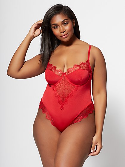 Plus Size Roma Lace Detail Bodysuit - Fashion To Figure