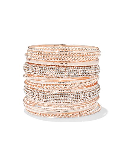 Plus Size Rose Gold Bangle Set - Fashion To Figure