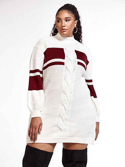 Plus Size Rosie Cable Knit Sweater Dress - Fashion To Figure