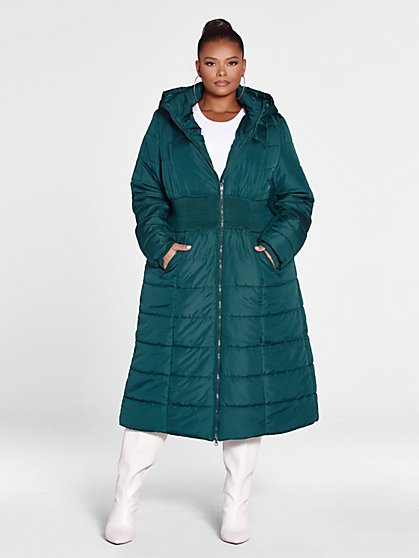 Plus Size Roxanne Cinched Long Puffer Coat - Fashion To Figure