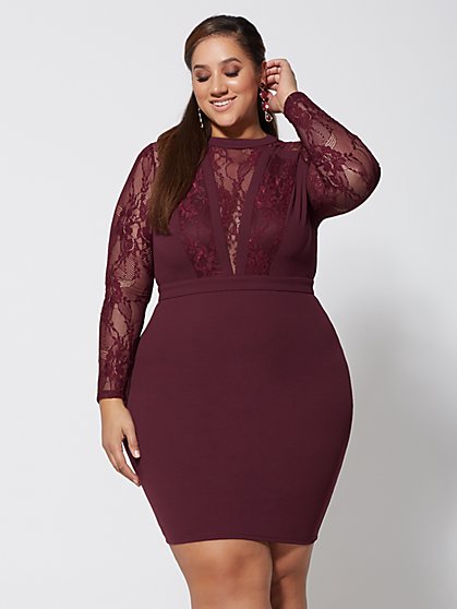 Plus Size Ruby Lace Detail Bodycon Dress - Fashion To Figure
