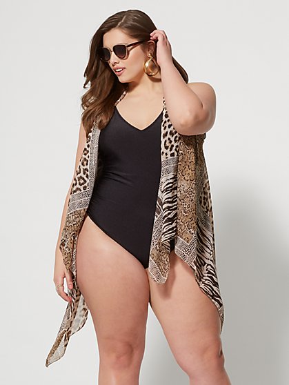 Plus Size Rumer Leopard Print Kimono - Fashion To Figure