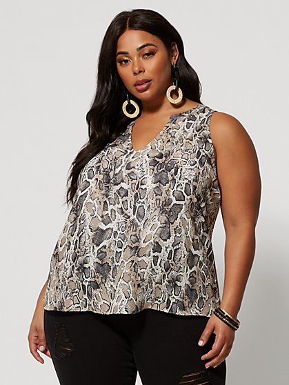 Plus Size Sabra Snake Print Hi-Lo Tank - Fashion To Figure