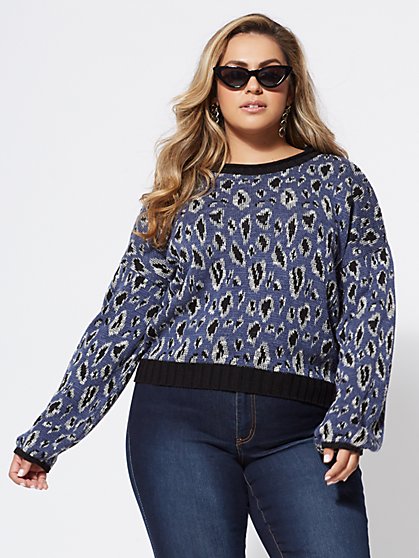 Plus Size Sabrina Animal-Print Sweater - Fashion To Figure