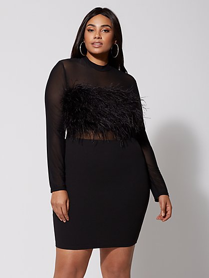Plus Size Sabrina Feather Bodycon Dress Fashion To Figure Plus Size Sabrina Feather Bodycon Dress Fashion To Figure