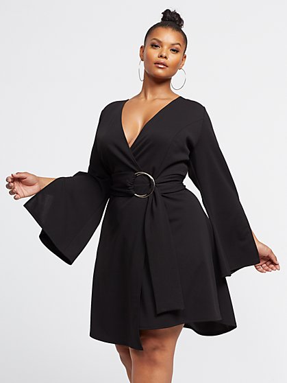 Plus Size Sage Belted Wrap Flare Dress - Fashion To Figure