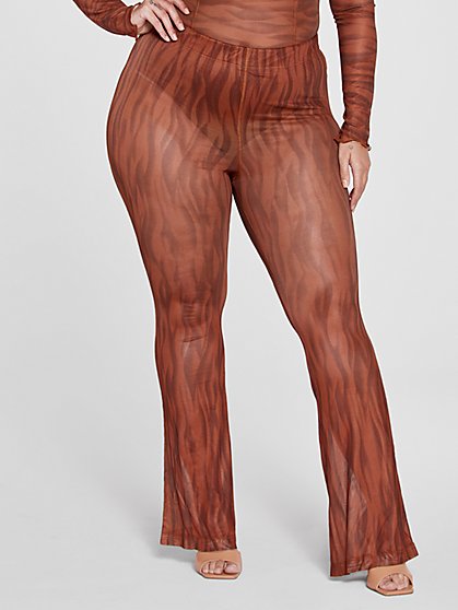 Plus Size Samantha Zebra Print Mesh Pants - Fashion To Figure