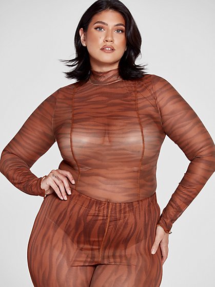 Plus Size Samantha Zebra Print Mesh Top - Fashion To Figure
