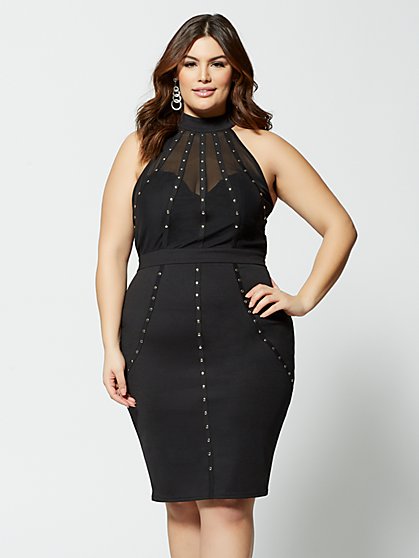 Plus Size Sarra Stud-Detail Bodycon Dress - Fashion To Figure