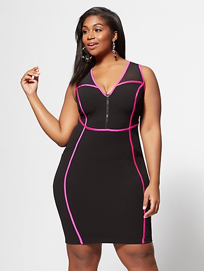 Plus Size Seraphina Zip Front Bodycon Dress - Fashion To Figure