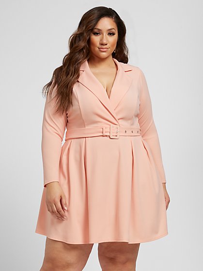 plus size pink blazer dress
