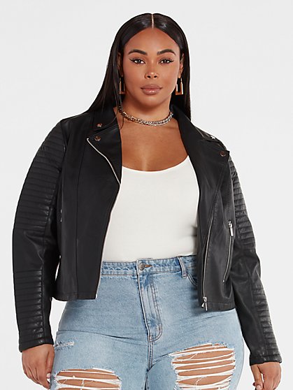 Plus Size Shannon Faux Leather Moto Jacket - Fashion To Figure